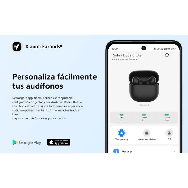 Auriculares Xiaomi Redmi Buds 6 Lite | Negro - Imagen 6