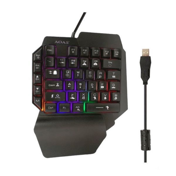 Teclado Gamer AOAS Una-Mano RGB Diseño Ergonómico - Imagen 2