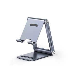 Soporte para Telefono Celular de Aluminio Ugreen 80708 Angulo Ajustable/ Compatible con Dispositivos de 4.7′-7.9”/ Antideslizante/ Plegable/ Gris