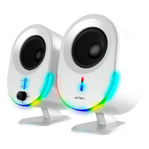 Bocinas Alambrico/Inalambrico Acteck AC-935876 Dynamic Exact BS630, Bluetooth, 2.0 Canales, 20W RMS, USB, Color Blanco, 2 Piezas