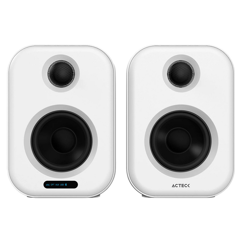 Bocinas Alámbrico / Inalámbrico Acteck AC-935883 Dynamic Exact BS650 / Bluetooth / 2.0 Canales / 50W RMS / USB / Color Blanco / 2 Piezas