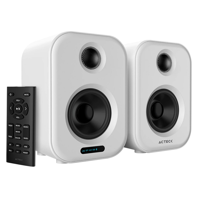 Bocinas Alámbrico / Inalámbrico Acteck AC-935883 Dynamic Exact BS650 / Bluetooth / 2.0 Canales / 50W RMS / USB / Color Blanco / 2 Piezas - Imagen 4