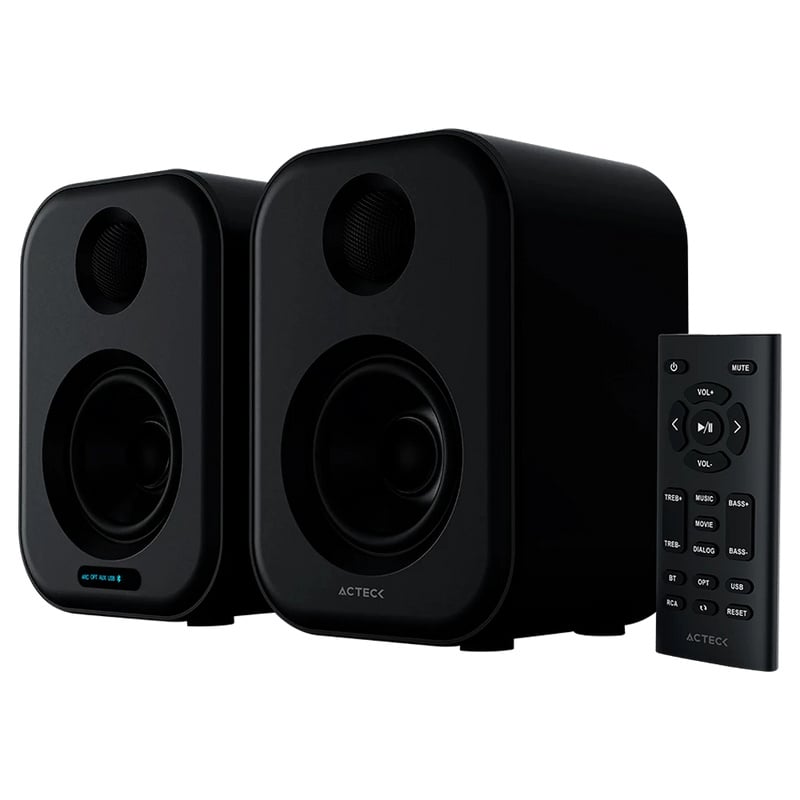 Bocinas Alámbrico / Inalámbrico Acteck AC-935890 Dynamic Exact BS650 / Bluetooth / 2.0 Canales / 50W RMS / USB / Color Negro / 2 Piezas