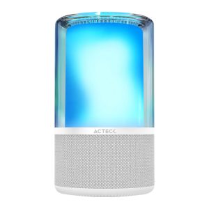 Bocina Portátil Inalámbrica Acteck Glee Pure AP70 Bluetooth 5.2 / Blanco / 20W + Alimentación Tipo-C / Iluminación Led RGB / AC-936392