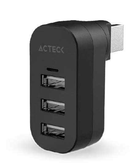 Acteck Hub USB-A Macho – 3x USB-A Macho, 480Mbit/s, Negro