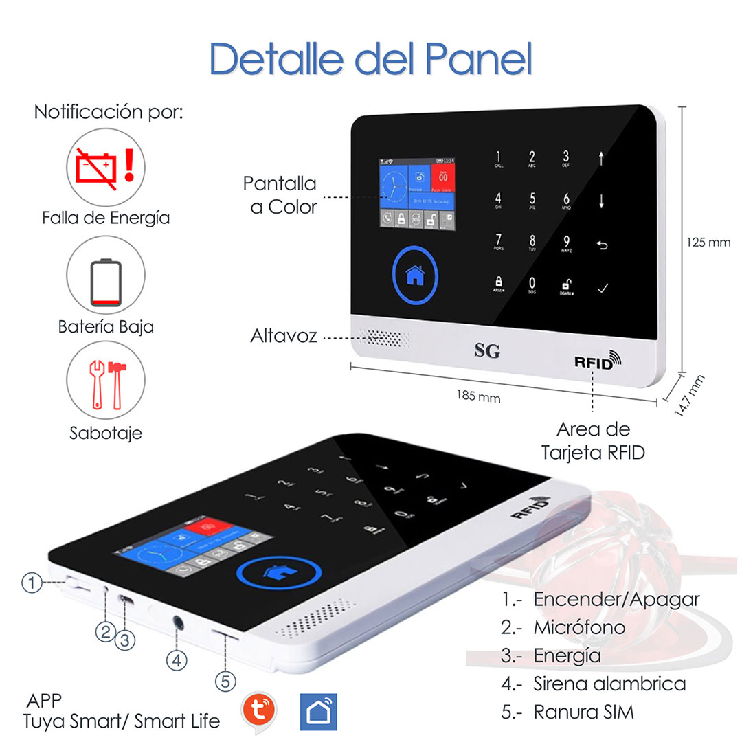 Alarma WiFi Gsm Gprs Sms APP Internet Sin Sensores 81-0 - Imagen 9