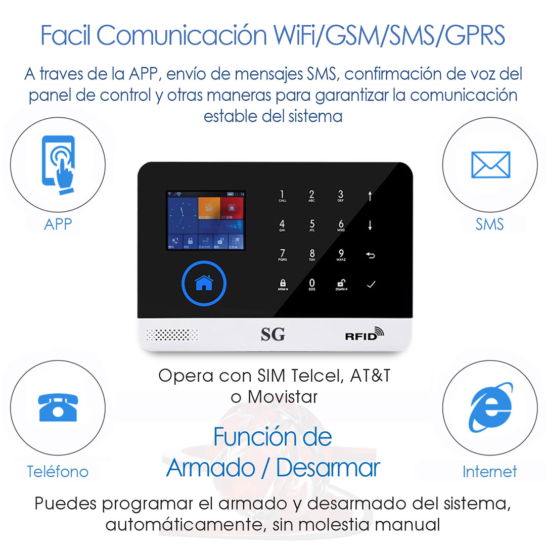 Alarma WiFi Gsm Gprs Sms APP Internet Sin Sensores 81-0 - Imagen 3