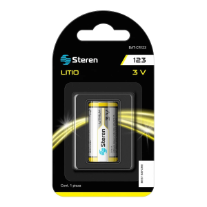 Batería De Litio Steren BAT-CR123 Tipo Cilindro / 3V / 1400 mAh / 1 Pieza