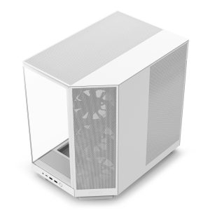 Gabinete NZXT CC-H61FW-01 H6 Flow, Midi Tower, Con Ventana, Sin Fuente, USB 3.2, 3 Ventiladores Instalados, Color Blanco, ATX