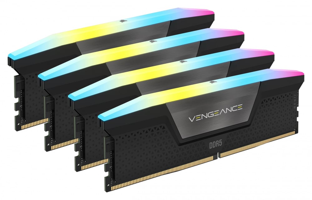 Memoria DDR5 96GB 6000MHZ Corsair Vengeance RGB CMH96GX5M4B6000C30 (4X24GB), Color Negro, NON-ECC, CL30, XMP