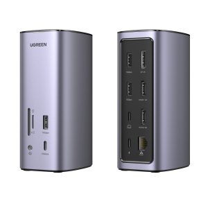 Ugreen Docking Station 90325 USB C / 3x USB 3.0 / 2x USB C / 2x HDMI / 1x Display Port / 1x RJ-45 / Plata