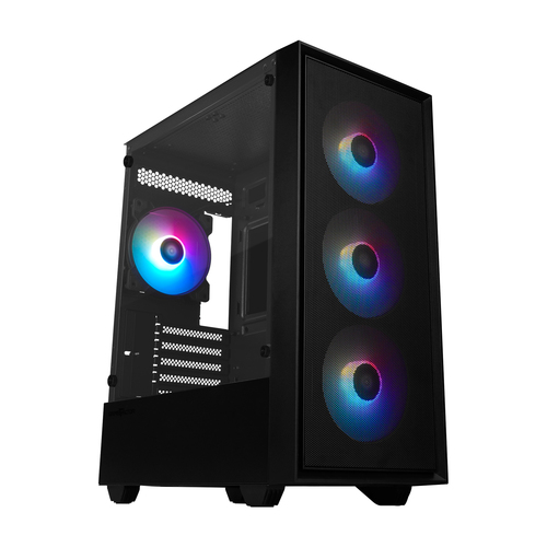 Gabinete Game Factor CSG503 MATX Con Ventana LED/ RGB/ MINI Torre/ Micro ATX/ MINI ATX/ USB 2.0 y 3.0/ Sin Fuente/ 4 Ventiladores Instalados/ Negro