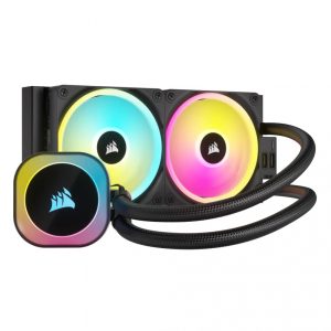 Enfriamiento Liquido Corsair Icue H100I LINK RGB AIO 2X 120MM, 480-2400RPM, Negro, CW-9061001-WW