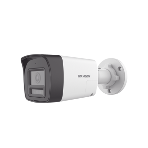 Camara Bala TurboHD Hikvision DS-2CE16D0T-LTS 2 MPX / Lente 2.8 mm / 30 mts IR Exir + 20 mts Luz Blanca / Microfono / Bocina Integrado / Exterior IP67 / Metal / DWDR / Audio Bidireccional + Dual Light + ColorVU