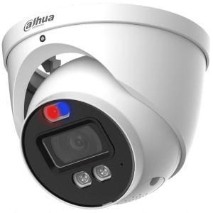 Camara Domo Tioc Dahua HAC-ME1239HN-A-PV 2MP/ Disuasion Activa Luz Roja y Azul/ Lente de 3.6 MM/ Super Adapt/ Microfono y Altavoz Integrados/ 40 Metros de Iluminacion (IR y Calida)/ Metalica/ IP67