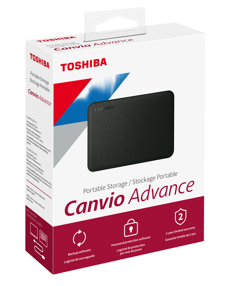 Disco Duro Externo USB 3.2, 2TB Toshiba Canvio Advance V10 Negro 2.5″, HDTCA20XK3AA