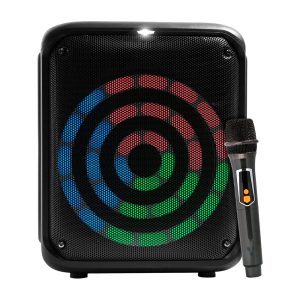 Bocina Karaoke Vorago KSP-350 Bluetooth / 8″ / 30W / Recargable, C/Micrófono Inalámbrico / Carga USB Tipo C / Color Negro