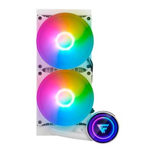 Sistema de enfriamiento líquido Game Factor LQG601-WH / blanco / RGB / 2550RPM / 2x120mm