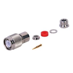 Conector TNC macho RF INDUSTRIES, LTD RT-1200-C, rosca izquierda para cables RG-58/U, RG-142/U.