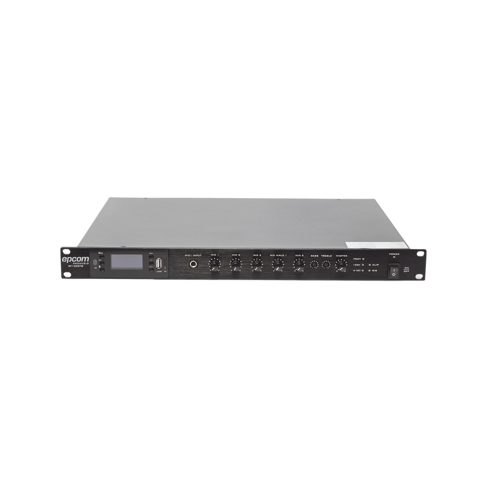 Amplificador Mezclador Epcom SF-120DTB 120W RMS/Sistema 100V y Baja Impedancia/MP3/Tuner/Bluetooth/Musica Ambiental y Voceo