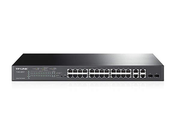 Switch administrable TP-Link Fast Ethernet JetStream TL-SL2428P, puertos PoE+ 10/100Mbps, 2 puertos 10/100/1000Mbps, 2 puertos SFP, 12.8Gbit/s, 8000 entradas