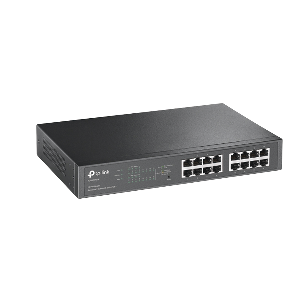 Switch TP-LINK Gigabit Ethernet TL-SG1016PE, 16 puertos 10 / 100 / 1000 Mbps, 32 Gbit / s, 8000 entradas – Administrable