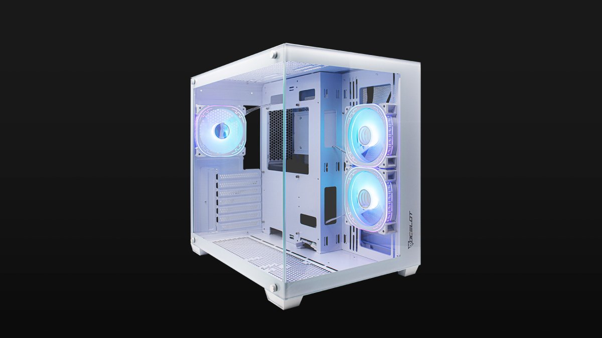 Gabinete Ocelot Gaming W-CUBE 2 Frontal Cristal Templado, Cristal Lateral, Filtro Polvo Magnetico, 3 Ventiladores, ARGB, Soporta GPU 410MM, Color Blanco, ATX